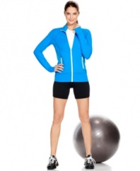 Get moving in Ideology's sleek track jacket! Zipper pockets at the waist offer secure storage for your belongings while you workout! (Clearance)