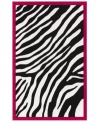 To dye for: the perfect accessory for oh-so-cool rooms is this 4Ever Young rug from Dalyn. Featuring a bold tie-dye zebra print in black and white, the soft rug is woven of nylon for easy cleaning and durability.