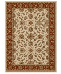 Rendered with intricate floral designs in a sumptuous ivory, brick and neutral color palette, this area rug set from Kenneth Mink offers a cohesive look for your entire home. Woven of plush olefin for lasting softness and durability. Includes five rugs.