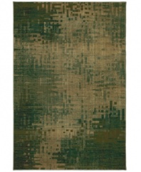 A blended green and taupe palette creates a stunning display of nature-inspired style in the Kaleidoscope Inferno area rug. Completely crafted in the USA, it is woven of soft, durable olefin in a lush pile that withstands heavy traffic anywhere in the home.