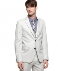 Button up your style for the night with this sleek two-button blazer from American Rag.