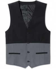 Look sharp. With a two-tone design, this vest from American Rag takes you firmly into a dapper territory.