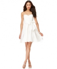 This sweet cotton dress by Calvin Klein is the solution to so many special occasion dress dilemmas. A classic A-line and pretty self-tie bow belt make it an easy, elegant option.