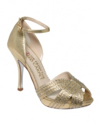 Shimmer and shine! E! Live From the Red Carpet's E0021 evening sandals feature neat rows of rhinestones on the vamp and a dainty adjustable ankle strap.