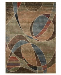 An abstract beauty in bold, blended color. Rich in artful expression, this Nourison rug is made with exclusive, premium-quality Opulon(tm) yarns to create a densely woven and strikingly luxurious pile that provides years of fade-free style. Hand-carved details add textural interest.
