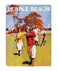 An ace for the avid golfer, this ArteHouse sign depicts the premier golf destination of Pebble Beach, California. Weathered but not worn in solid wood with distinct vintage styling, it's a winner for your game room, home office or den.