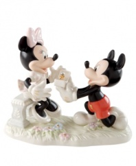 Pop the question with a little help from Disney. Mickey finally takes the plunge, asking for Minnie Mouse's hand in this romantic figurine crafted of Lenox fine china with beautiful color and sparkling gold detail.