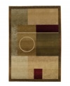 A simple circle within a panel design creates a look of abstract beauty with tribal allure for this square rug. The rich palette of beige, olive, khaki and plum features striated accents and subtle gradations for a softly weathered effect.
