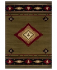 Broaden your palette with Southwest flavor. This St. Lawrence rug depicts a versatile diamond pattern in autumn greens and reds for a look that's as elegant as it is casual. Crafted of durable polypropylene for years of long-lasting beauty.