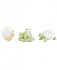 Spring is perpetually in season with whimsical Butterfly Meadow figurines. A snail, frog and turtle are adorned with the green vines of the beloved Lenox dinnerware pattern. Qualifies for Rebate