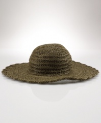 Intricately crocheted from lightweight paper straw, an oversized floppy hat adds a decidedly haute element to any warm-weather look, from Denim & Supply Ralph Lauren.