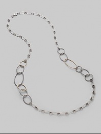 An array of links - ovals and circles, silver and gold, cabled and smooth, large and small - come together in a striking necklace that's the essence of Yurman style. Sterling silver and 18k yellow gold Length, about 37½ Lobster clasp Made in USA