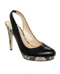 Seductive textures take the Deniseo platform pumps by Marc Fisher to the next level to sophisticated class.