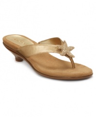The too cute Aerosoles Adorable Sandals sparkle with their slim thong straps, glittering star decor and sweet kitten heel.