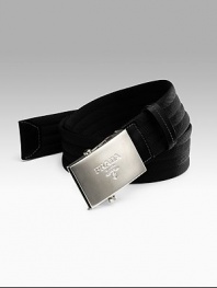 Nylon web belt with Prada boy scout plaque buckle. 1.6 wide Made in Italy 