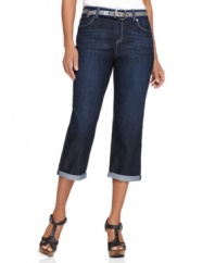 Style&co. ups the ante on classic capri jeans with a chic coordinating belt for a perfectly-accessorized look!