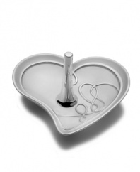 Close to your heart. The romantic Love Story ring holder keeps precious jewelry safe and sitting pretty in a dish of silver-plated metal. From Mikasa.