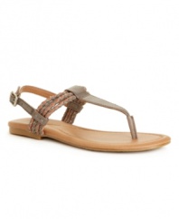 A pop of color spices up the wear-everywhere Dabney sandals by Lucky Brand. Comfortable enough for all-day wear, they feature cute braided straps.