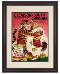A preview of what was to come, this restored cover art from the 1962 Clemson-South Carolina deserves a spot in your unofficial Tigers hall of fame. The Gamecocks laid an egg, both in this illustration and on the field, losing 17-20.