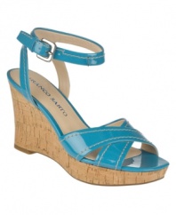Leave them yearning for more. Franco Sarto's Crave wedge sandals are super cute with a wedge heel that's the perfect height for summer strolls through the park.