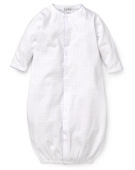 Gathered at the hem to keep their tiny feet cozy and safe, this super soft cotton gown converts to a cocoon for seamless play-to-nap transitions.