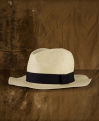 Adapted from classic menswear, this ultra-chic accessory from Denim & Supply Ralph Lauren gets a warm-weather makeover in lightweight woven paper straw decked out with a grosgrain band.