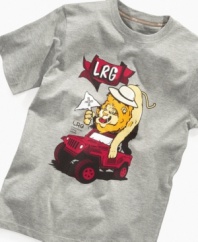 It's good to be king. He'll be on top of the world in this comfy t-shirt from LRG.