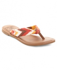 Let your flower child loose this season! These laid-back, boho-chic Finola sandals from Lucky Brand feature a bandana-inspired printed strap and a cushy, faux-leather footbed for all day comfort.