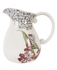 Full of life, this Hydrangea pitcher charms with watercolor garden scenes on a contemporary white ground. Mix and match with the rest of the Edie Rose by Rachel Bilson dinnerware collection for an impressively put-together table.