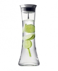 Designed in Denmark specifically for water, Menu jug's tall, slim profile makes it an elegantly functional way to chill and serve water. Ergonomically functional shape makes gripping and handling easy, and the automatic lid opens as you pour and separates out ice, lime slices or anything else in the water.