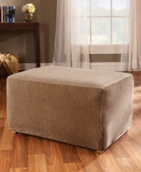 In a soft, waffle-weave textured knit the Stretch Pique slipcover stretches up to 40% to conform to your ottoman. Memory stretch fabric and all-around elastic provide a clean, sleek look that stays put.