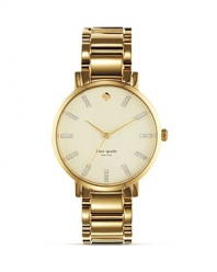 A classic watch design from kate spade new york is oh so rich in gold plated metal. A bold linked bracelet and milky face add an extra stroke of polish.