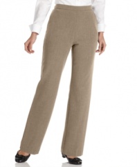 Get a sleeker, slimmer look in JM Collection's petite pull-on pants with tummy control features for a flattering fit.