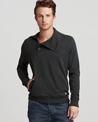 Add some sophistication to your chilled out weekend afternoons with this handsome funnelneck sweater, crafted in soft cotton for comfort and relaxed appeal.