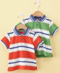 Prep his style early with this striped polo shirt from First Impressions.