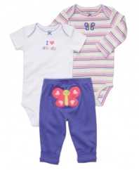 Get her something that reminds her that she's daddy's girl too with this sweet three piece set from Carters.