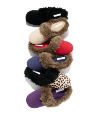 Warm feet, warm heart. Charter Club makes these plush fleece scuff slippers even cozier by adding faux fur trim.