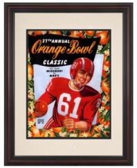 The Tigers were roaring to go in 1961, beating out Navy football at the 1961 Orange Bowl Classic. Fifty years later, the vibrant cover art from that day's program is vibrantly restored, framed and ready to hang.