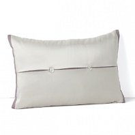Surround yourself with the elegance of this Waterford decorative pillow, boasting a silver ground with plum hued piping and a crisp button back.