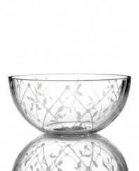Etched with delicate latticework, the Petal Trellis bowl lends everlasting romance to modern homes. A gift any couple will cherish in luminous glass from Martha Stewart Collection.