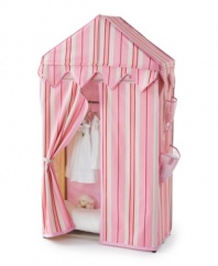 Every little child will beg to go see the big top, an imaginative addition to your little one's world of whimsy. Sure to spark stars in the eyes of any child, this wardrobe makes room for toys, clothes, books and play accessories, featuring a top dome that opens to an additional shelf, side mesh pockets for quick, visible storage and a front zip that keeps everything clean, organized and wonderfully mysterious.