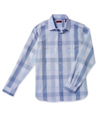 It's never been more hip to be square than in this big check shirt from Alfani RED.
