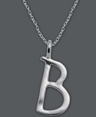 The perfect personalized gift. A polished sterling silver pendant features the letter B with a chic asymmetrical shape. Comes with a matching chain. Approximate length: 18 inches. Approximate drop: 3/4 inch.