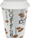 Konitz 9-Ounce Coffee Collage Traveler's Mugs with Silicone Lid, Set of 4