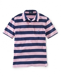 A classic polo rendered in striped jersey-knit cotton for a preppy look.