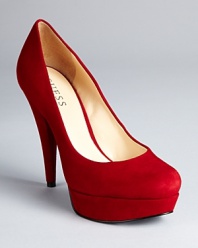 The height of elegance, these GUESS platform pumps look rich in soft suede.