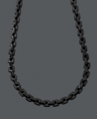 Square up your look with edgy style. Men's necklace features a snappy square link chain set in black ion-plated stainless steel. Approximate length: 24 inches.