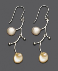 Nature's beauty prevails. Keishi cultured freshwater pearl (7.5-8.5 mm) brand earrings set in sterling silver.