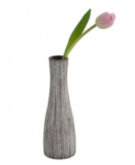 Vertical lines, muted colors and a sleek silhouette in simple ceramic give the Design Ideas Fiji vase a sense of understated cool.