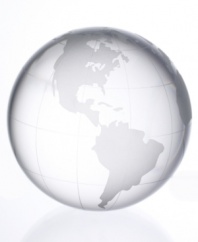 Give him the world. An orb of hand-etched glass, the globe paper weight from Oleg Cassini will keep world travelers dreaming behind their desks. Hallmarked with designer's signature.